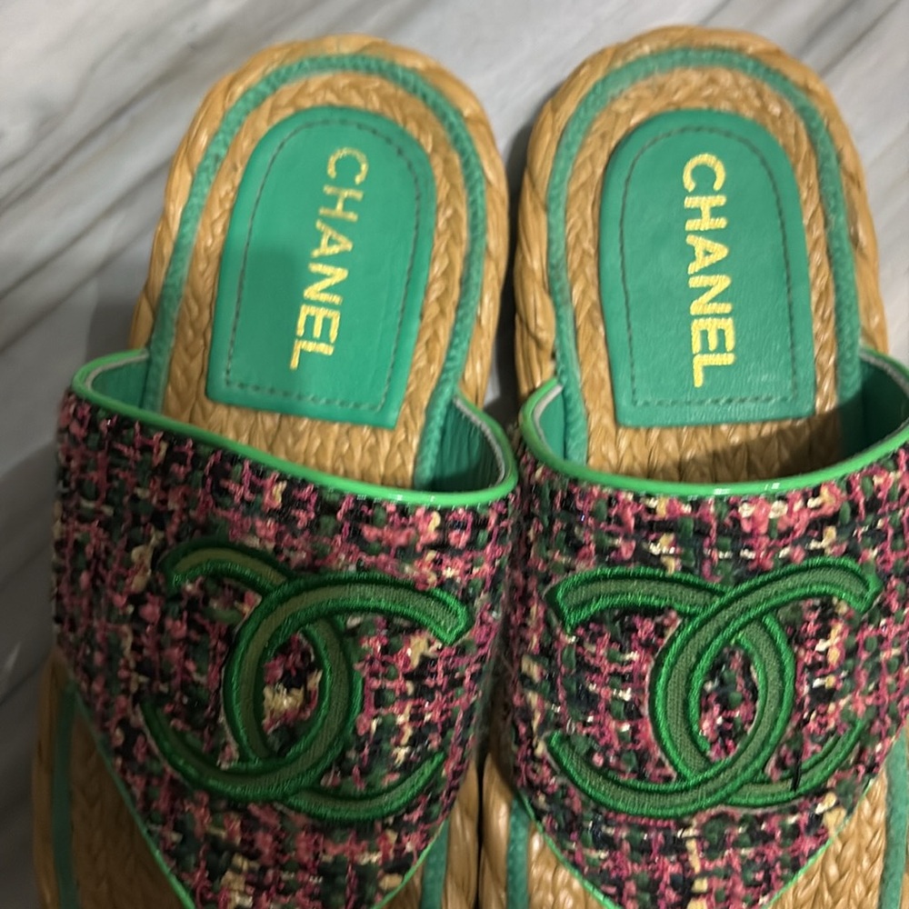 Chanel Multicolor Tweed Sandals Size 40 - Picture 2 of 5